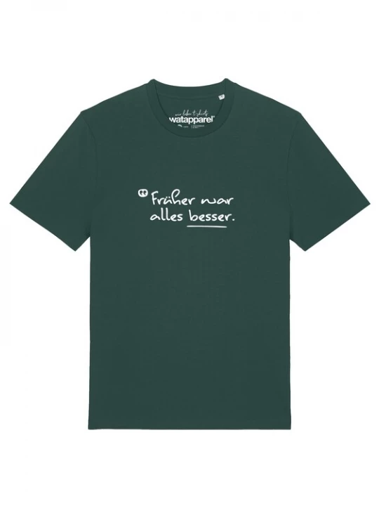 Foto van product Watapparel Shirt 'Früher War Alles Besser' spar / wit