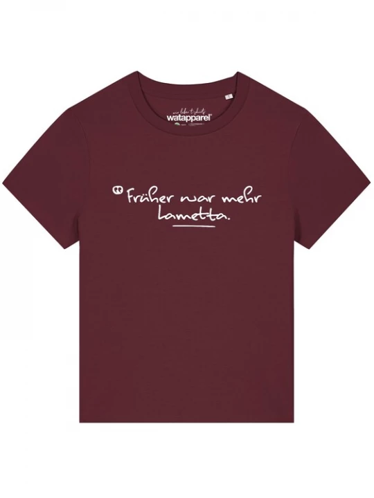 Foto van product Watapparel Shirt 'Früher war mehr Lametta' bordeaux / wit