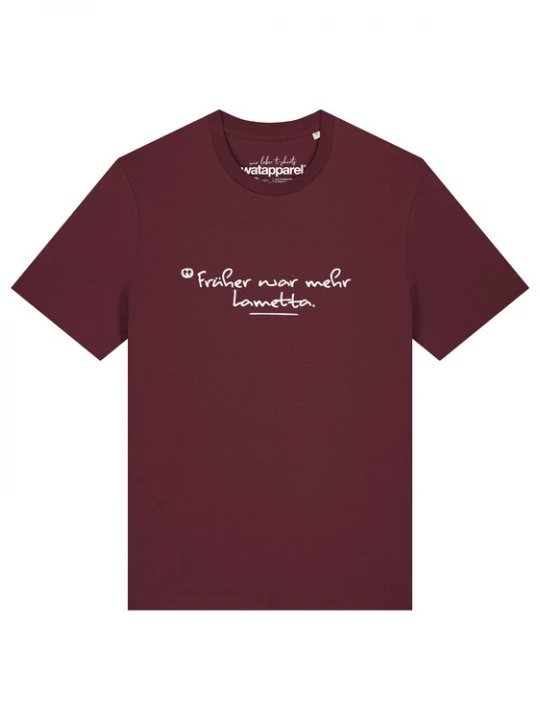 Foto van product Watapparel Shirt 'Früher War Mehr Lametta' bordeaux / wit