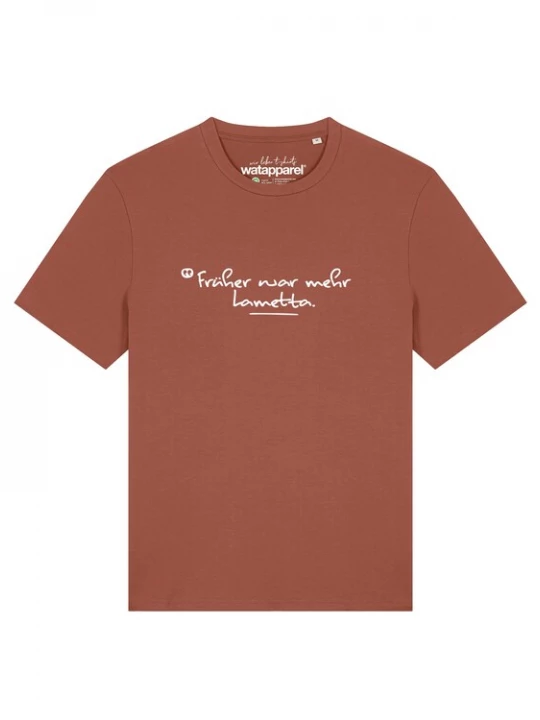 Foto van product Watapparel Shirt 'Früher War Mehr Lametta' roestbruin / wit