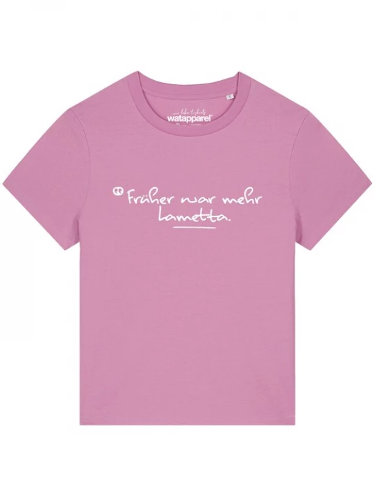Foto van product Watapparel Shirt 'Früher War Mehr Lametta' rosa / wit
