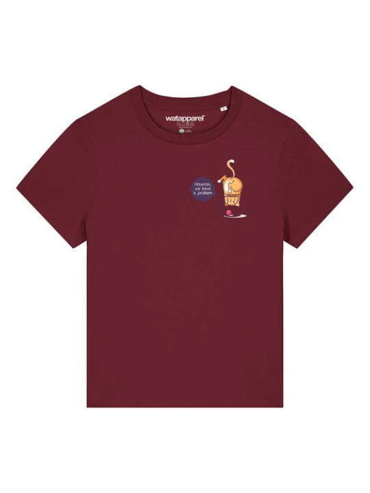 Foto van product Watapparel Shirt ' Funny Cat ' camel / bordeaux / wit