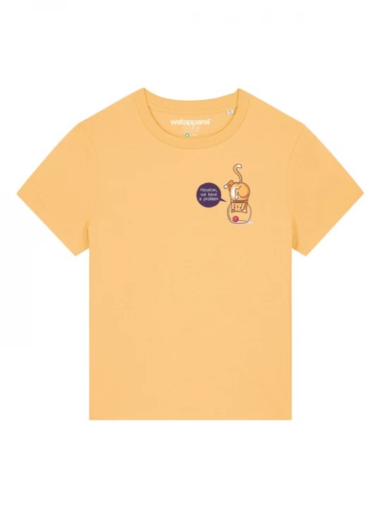 Foto van product Watapparel Shirt ' Funny Cat ' lichtgeel / gemengde kleuren