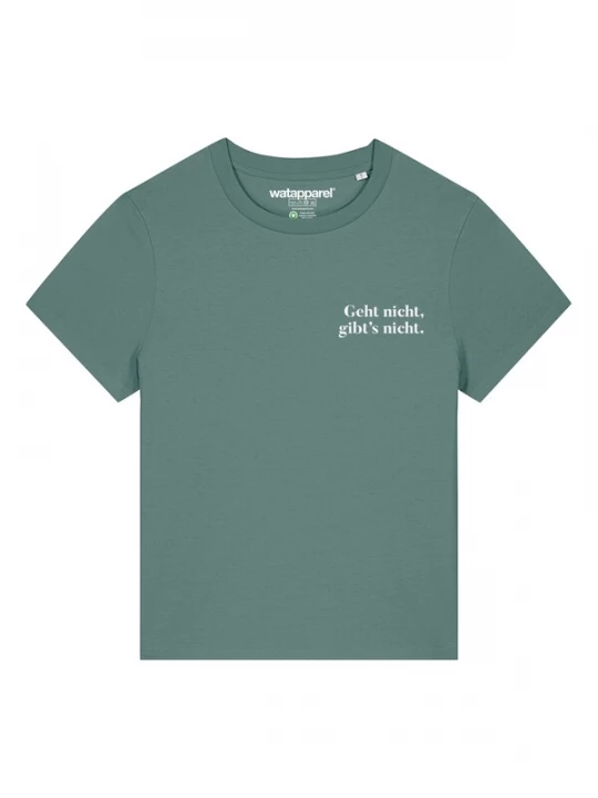 Foto van product Watapparel Shirt 'Geht Nicht Gibts Nicht' jade groen / wit