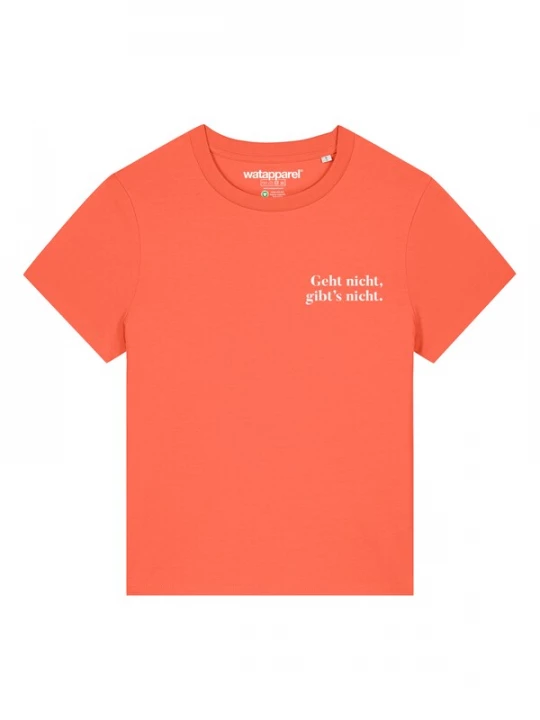 Foto van product Watapparel Shirt 'Geht Nicht Gibts Nicht' oranje / wit