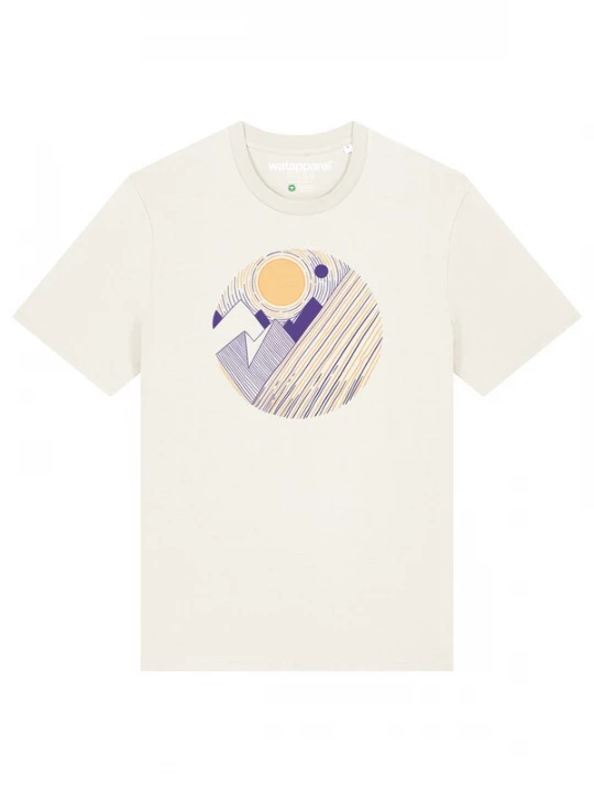Foto van product Watapparel Shirt 'Geometric Landscape 3' ecru / blauw / lichtoranje / wit