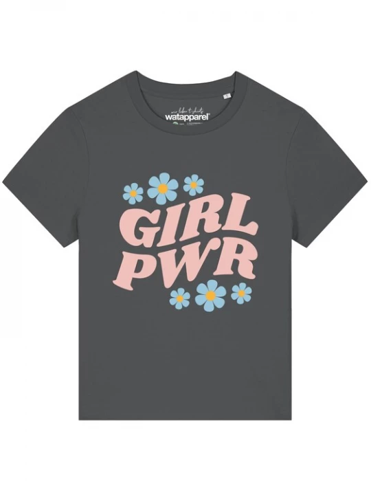 Foto van product Watapparel Shirt 'Girl power' blauw / antraciet / rosa