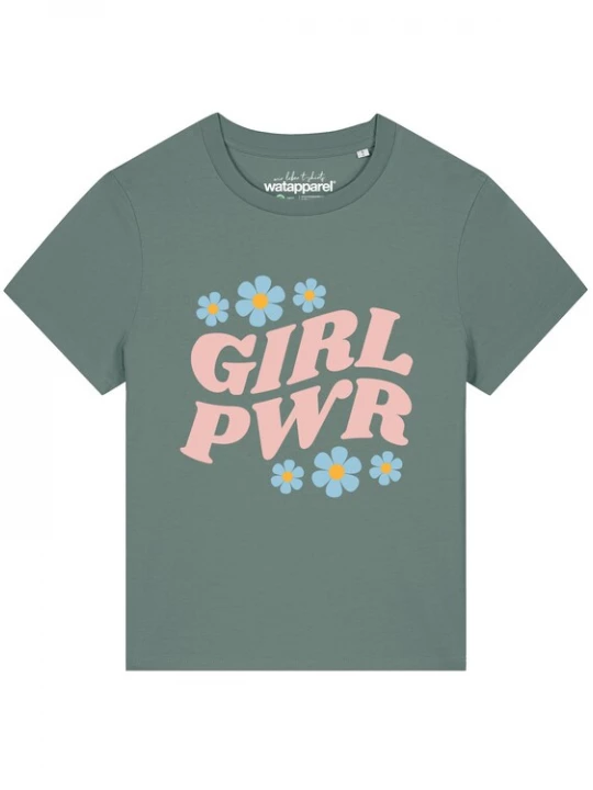 Foto van product Watapparel Shirt 'Girl power' groen / rosa