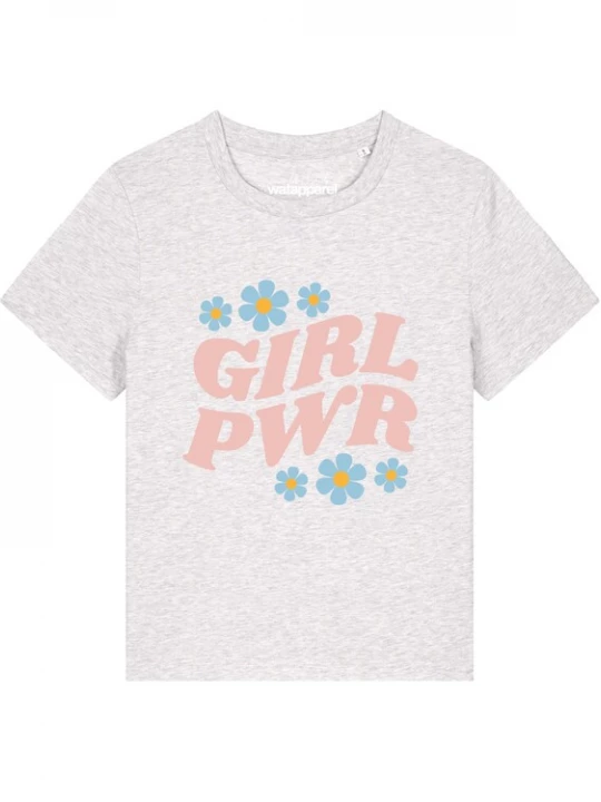Foto van product Watapparel Shirt 'Girl power' rosa / wit gemêleerd