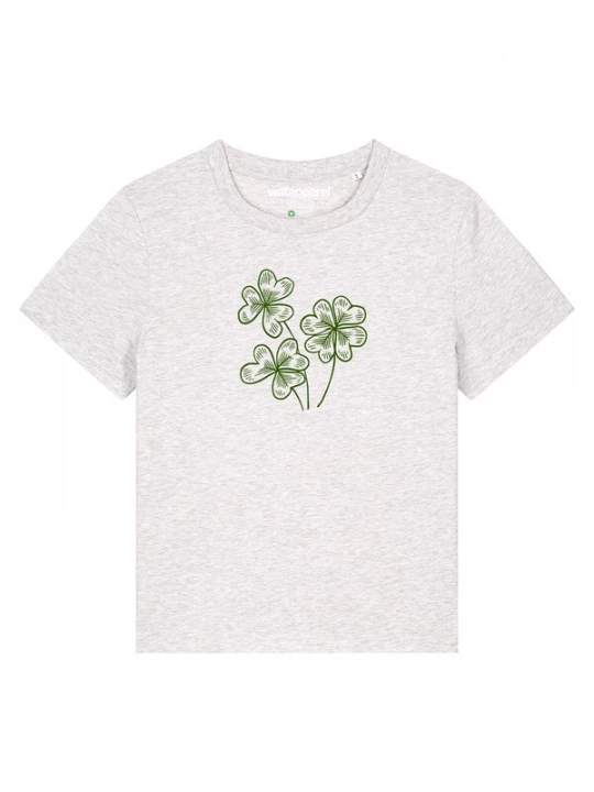 Foto van product Watapparel Shirt 'Glücksklee' groen / wit gemêleerd