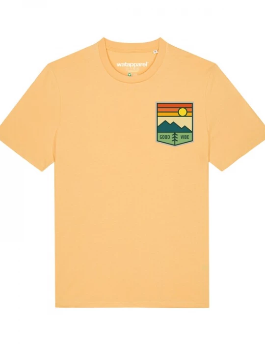 Foto van product Watapparel Shirt ' Good Vibe ' lichtgeel / gemengde kleuren