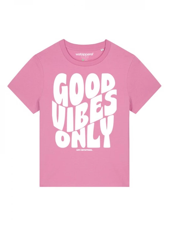Foto van product Watapparel Shirt ' Good vibes only ' rosa / wit