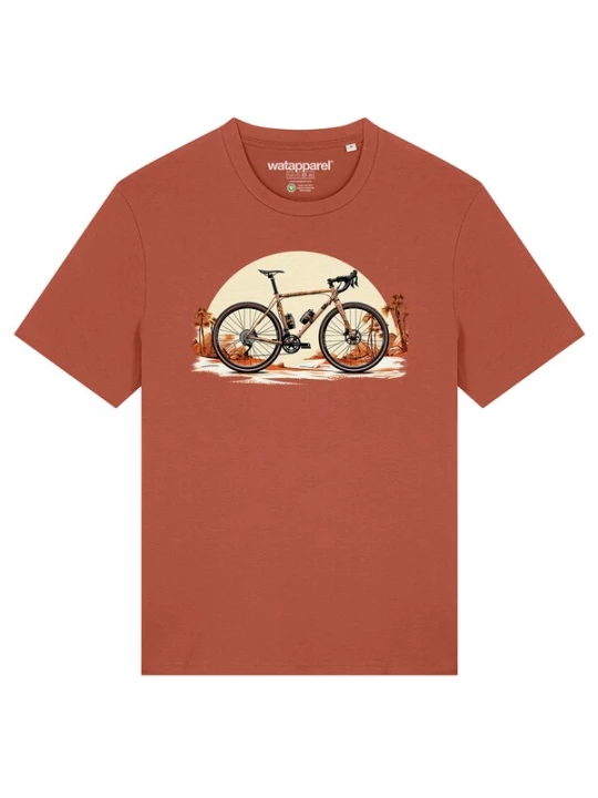 Foto van product Watapparel Shirt 'Gravelbike' ivoor / mandarijn / lichtoranje / zwart