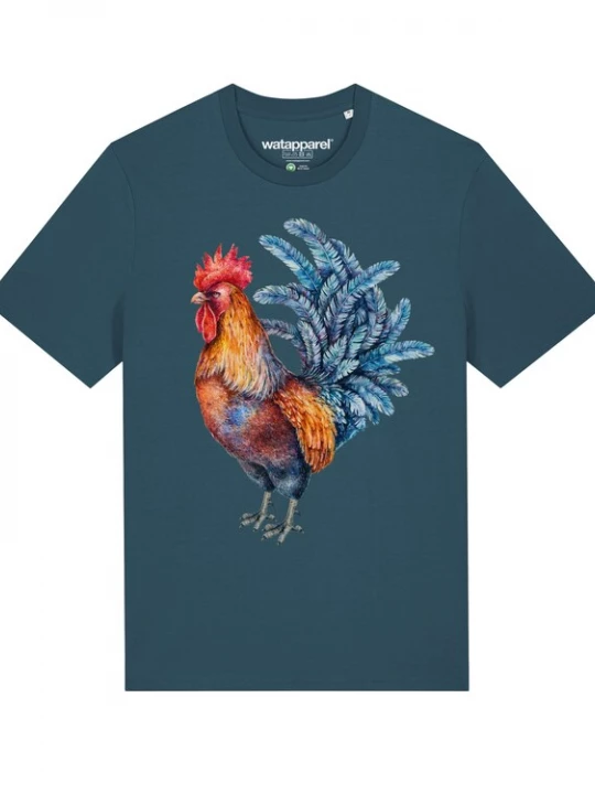 Foto van product Watapparel Shirt 'Grimmiger Gockel' petrol / gemengde kleuren
