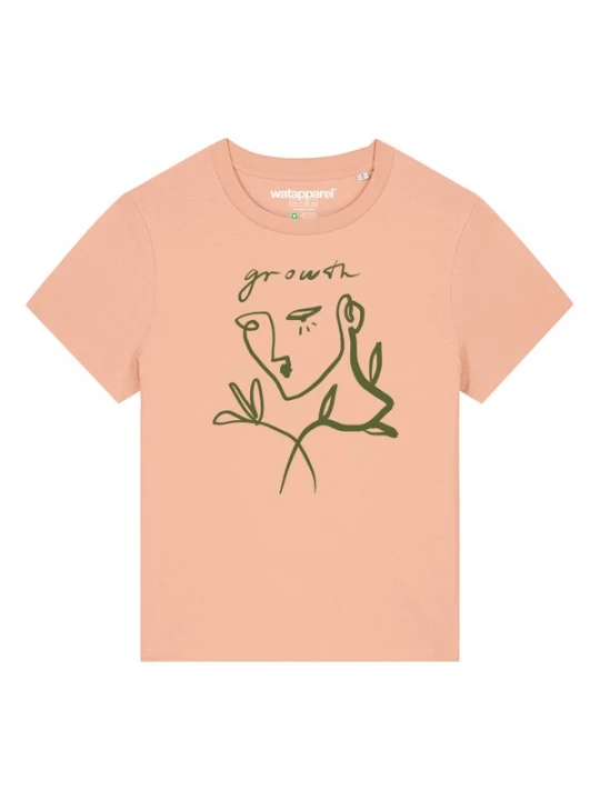 Foto van product Watapparel Shirt ' Growth' donkergroen / abrikoos