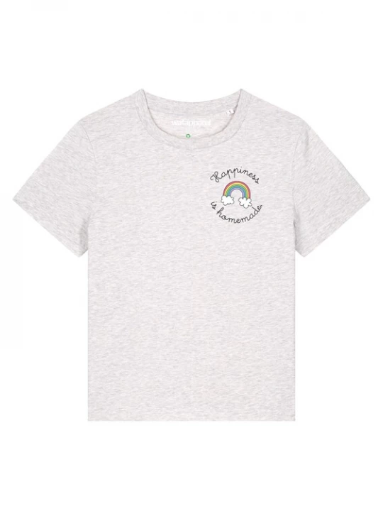 Foto van product Watapparel Shirt 'Happiness is homemade' lichtgrijs / grijs gemêleerd / gemengde kleuren / wit gemêleerd