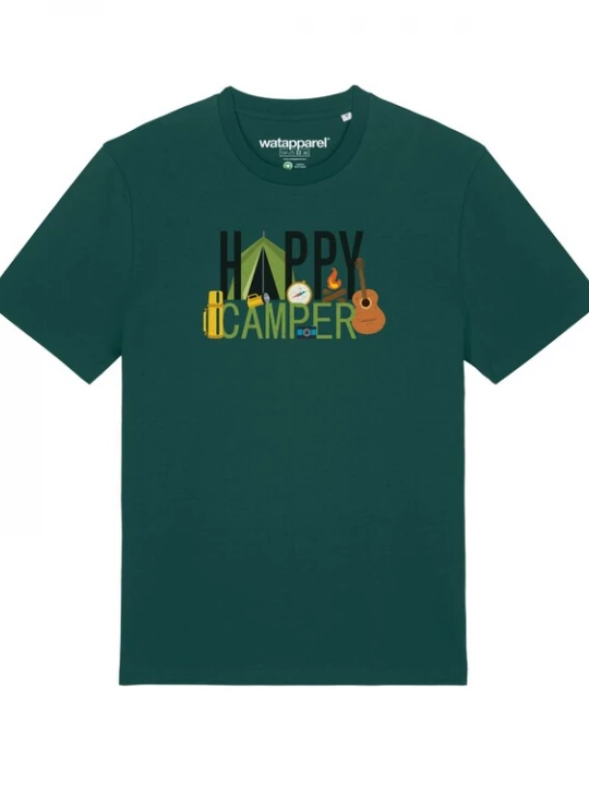 Foto van product Watapparel Shirt ' Happy Camper ' donkergroen / gemengde kleuren