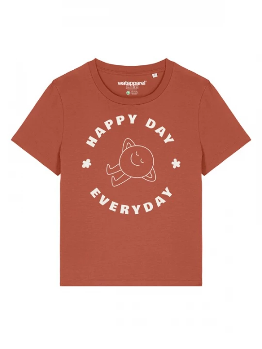 Foto van product Watapparel Shirt 'Happy Day Everyday' roestrood