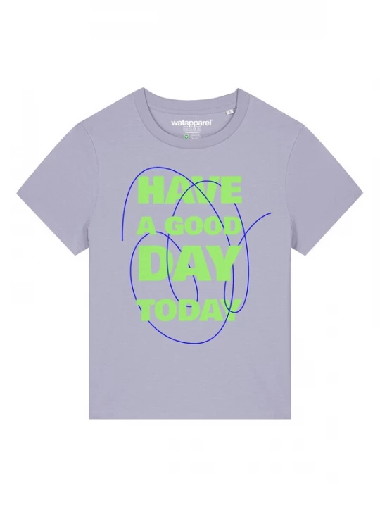 Foto van product Watapparel Shirt 'Have a good day today' blauw / appel / lila