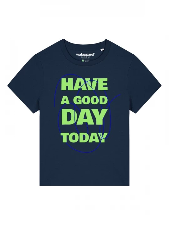 Foto van product Watapparel Shirt 'Have A Good Day Today' blauw / navy / appel