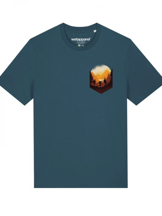 Foto van product Watapparel Shirt 'Hiking in the mountains' petrol / gemengde kleuren