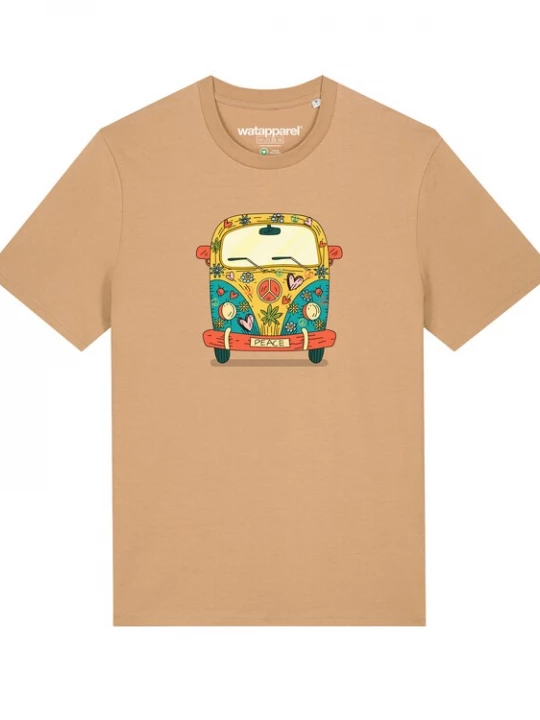 Foto van product Watapparel Shirt ' Hippies Bus ' beige / gemengde kleuren