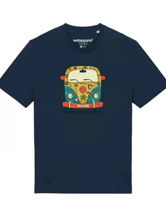 Foto van product Watapparel Shirt ' Hippies Bus ' donkerblauw / gemengde kleuren