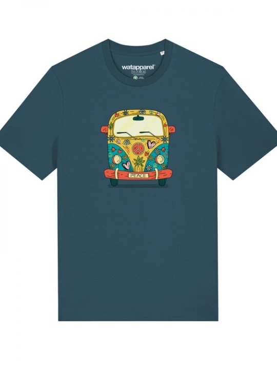 Foto van product Watapparel Shirt ' Hippies Bus ' petrol / gemengde kleuren