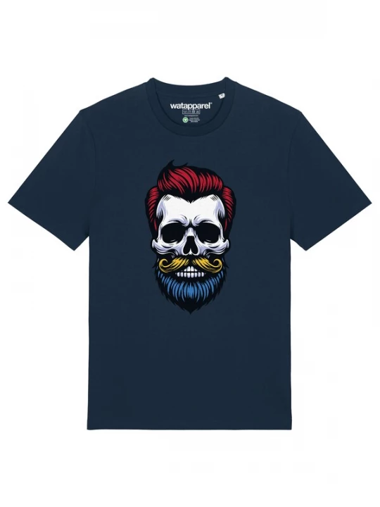 Foto van product Watapparel Shirt 'Hipster Skull' donkerblauw / geel / donkerrood / zwart / wit