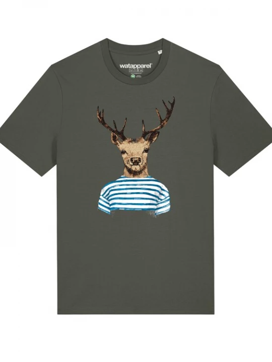 Foto van product Watapparel Shirt 'Hirsch' beige / blauw / bruin / kaki / wit