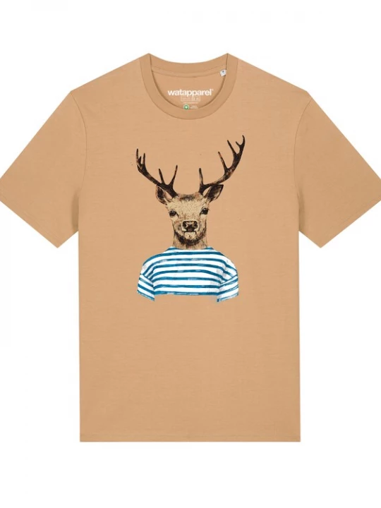 Foto van product Watapparel Shirt ' Hirsch ' beige / gemengde kleuren
