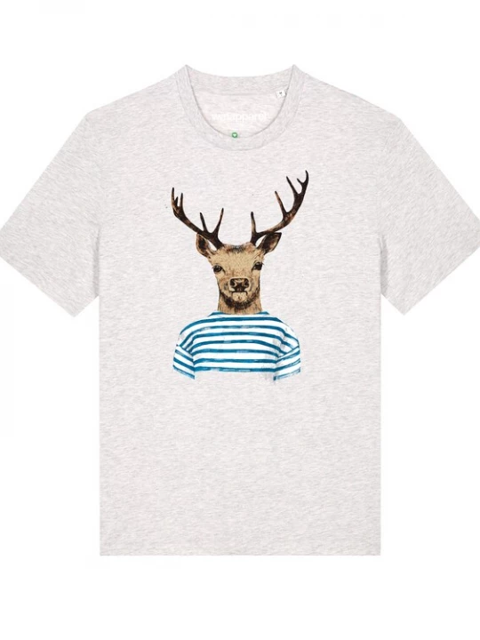 Foto van product Watapparel Shirt 'Hirsch' blauw / bruin / lichtgrijs / wit