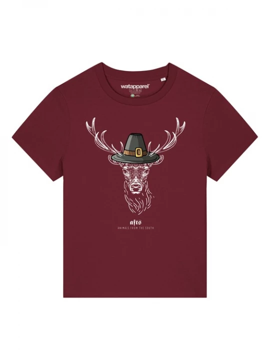 Foto van product Watapparel Shirt 'Hirsch' bordeaux / zwart / wit