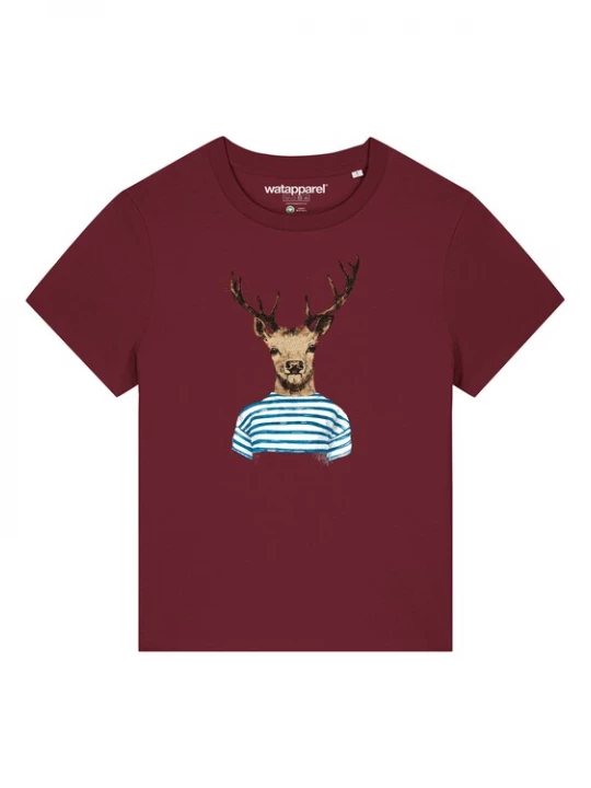 Foto van product Watapparel Shirt ' Hirsch ' gemengde kleuren / bordeaux