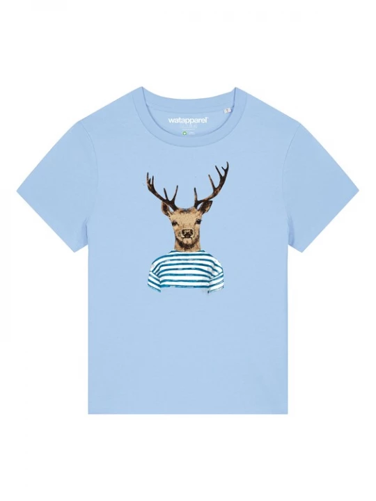 Foto van product Watapparel Shirt 'Hirsch' lichtblauw / lichtbruin / zwart / wit