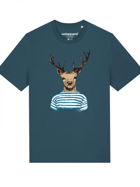 Foto van product Watapparel Shirt ' Hirsch ' petrol / gemengde kleuren