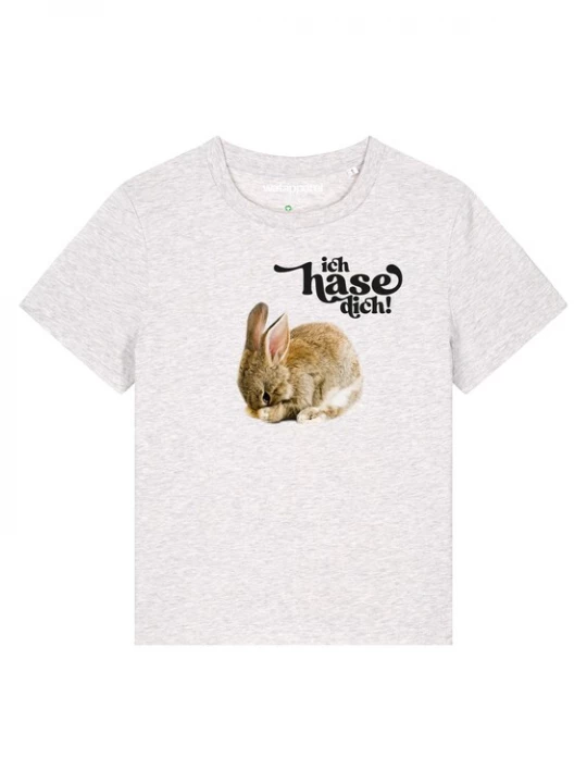 Foto van product Watapparel Shirt 'Ich hase dich!' beige / zwart / wit gemêleerd
