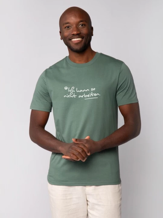 Foto van product Watapparel Shirt 'Ich Kann So Nicht Arbeiten' jade groen / wit