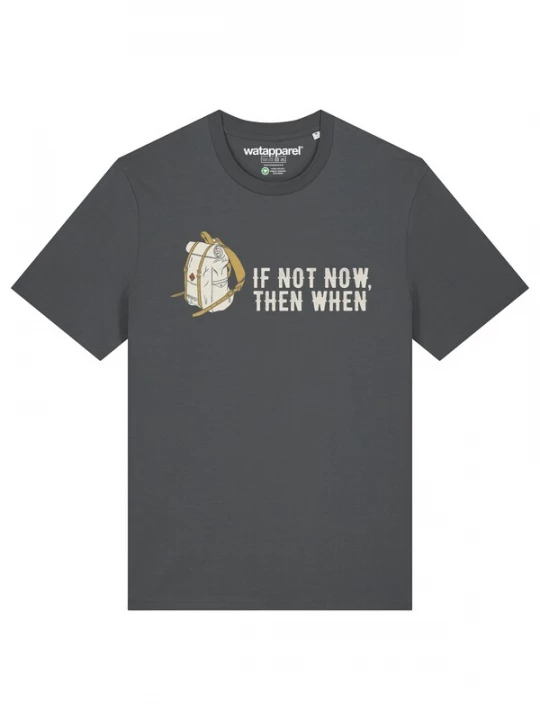Foto van product Watapparel Shirt 'If not now then when' geel / antraciet / wit
