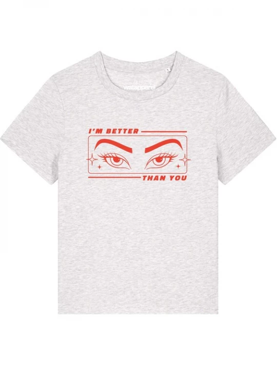 Foto van product Watapparel Shirt 'I'm better than you' rood / wit gemêleerd