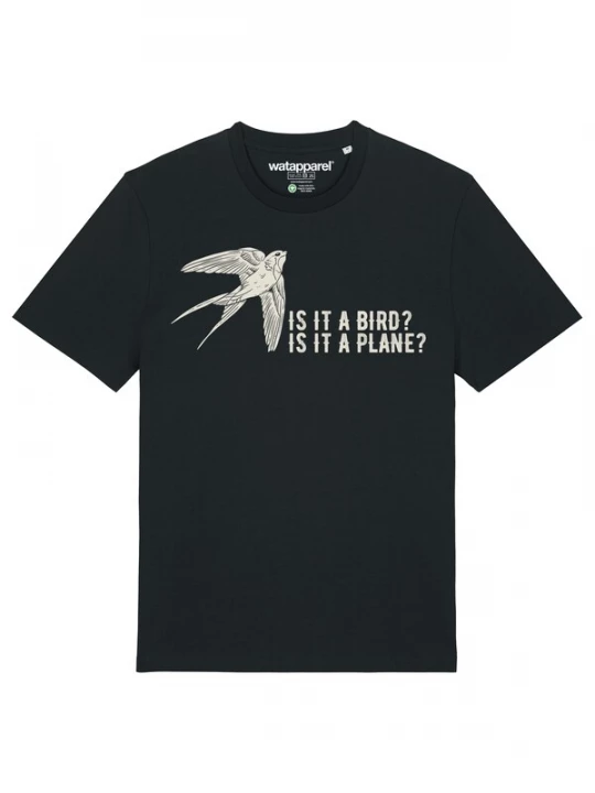 Foto van product Watapparel Shirt 'Is It A Bird' stone grey / zwart