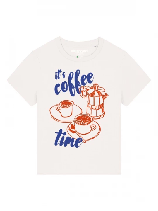 Foto van product Watapparel Shirt 'Its Coffee Time' blauw / kreeft / wit