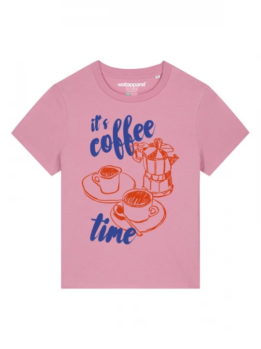 Foto van product Watapparel Shirt 'Its Coffee Time' navy / rosa / rood
