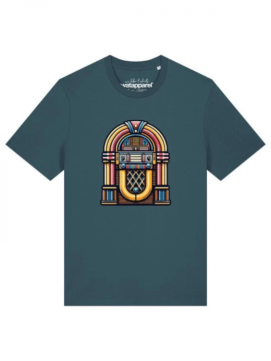 Foto van product Watapparel Shirt 'Jukebox' geel / petrol