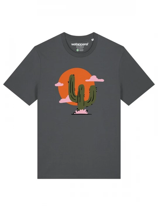 Foto van product Watapparel Shirt 'Kaktus Im Sonnenuntergang' antraciet / groen / oranje / rosa
