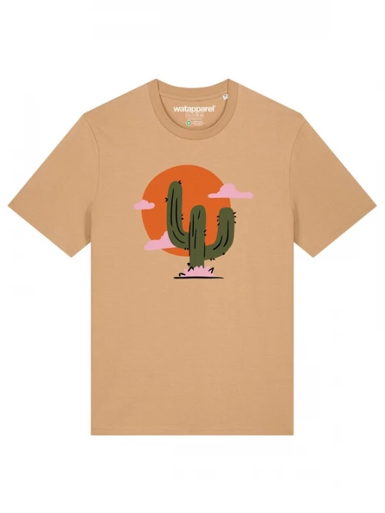 Foto van product Watapparel Shirt 'Kaktus Im Sonnenuntergang' beige / donkergroen / oranje / rosa
