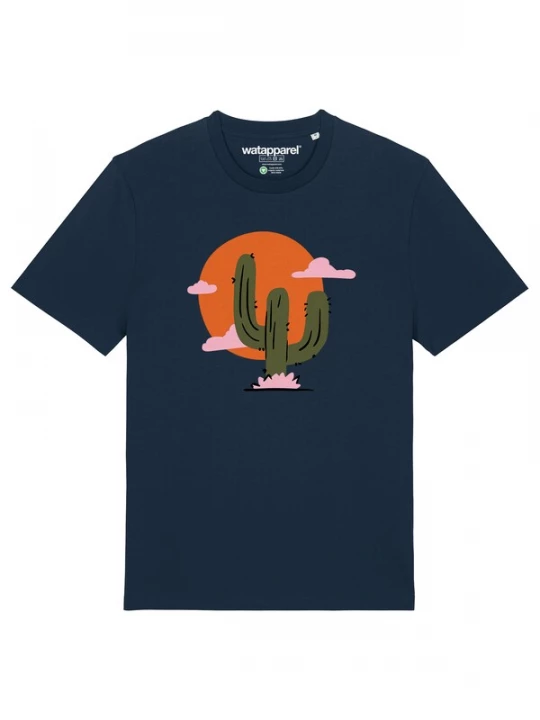 Foto van product Watapparel Shirt 'Kaktus Im Sonnenuntergang' donkerblauw / groen / oranje / wit