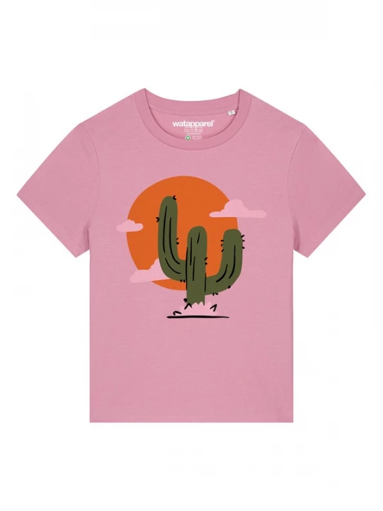 Foto van product Watapparel Shirt 'Kaktus Im Sonnenuntergang' groen / donkeroranje / rosa / zwart