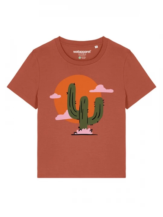 Foto van product Watapparel Shirt 'Kaktus Im Sonnenuntergang' groen / oranje / rosa / roestrood