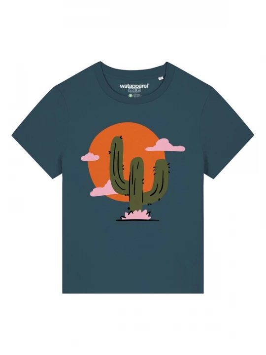 Foto van product Watapparel Shirt 'Kaktus Im Sonnenuntergang' groen / petrol / donkeroranje / rosa